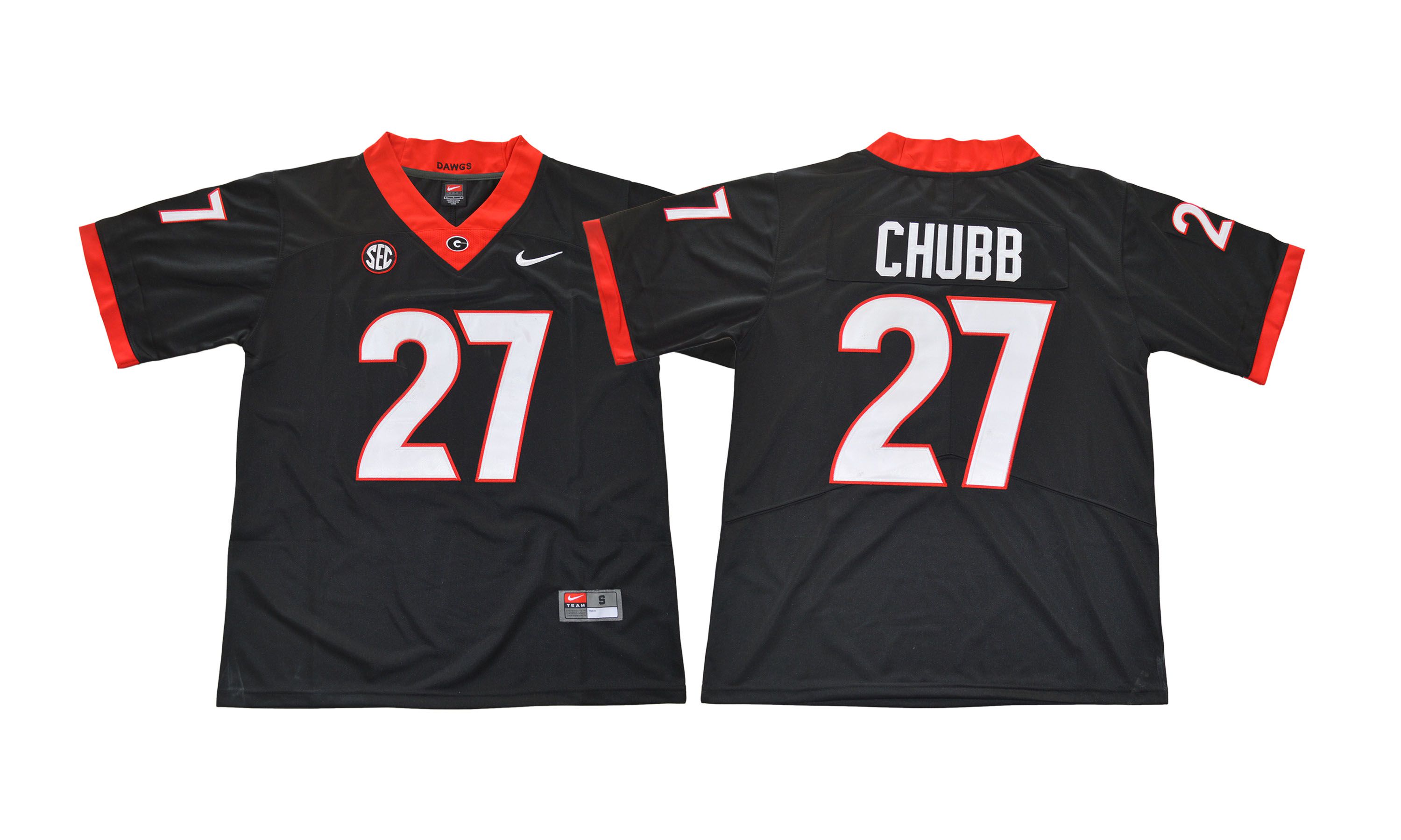 Men NCAA 2017 Georgia Bulldogs #27 Nick Chubb black Jersey->->NCAA Jersey